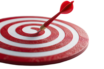 Red dart hitting center of target