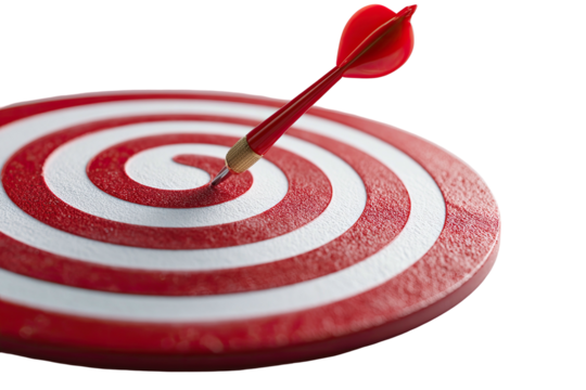 Red dart hitting center of target