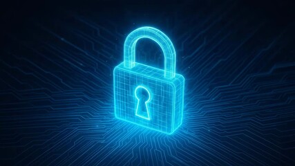 A glowing digital padlock icon symbolizing cybersecurity and data protection in a modern tech landscape. - Powered by Adobe