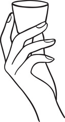 line drawing of a hand elegantly holding a small cup for beverages