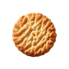 Close-up of a round, light-brown biscuit