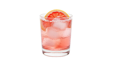 Pink grapefruit cocktail with ice and a slice