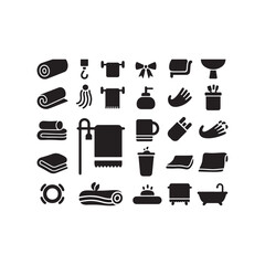 A set of black vector icons illustrating household appliances, kitchen symbols, and isolated bathroom web signs set of black vector icons illustrating household appliances, kitchen symbols 