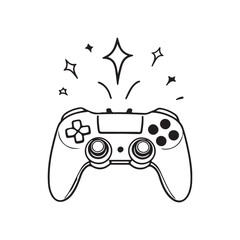 This vector illustration shows an isolated video game controller or joystick icon for gaming and entertainment