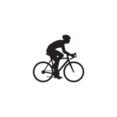 Obraz premium Silhouette of a cyclist riding bicycle, outdoor activity theme, on white background.