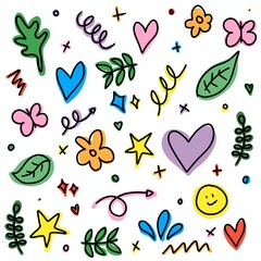 Colorful handmade drawings design seamless pattern