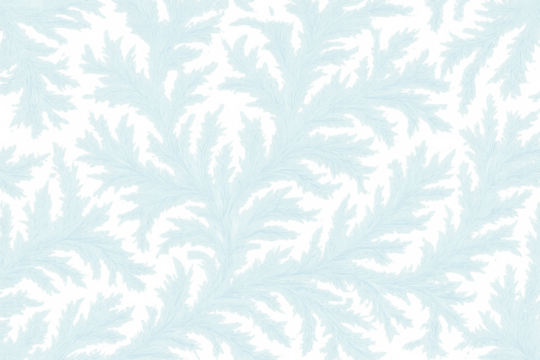 Ice crystals forming a frosty winter pattern on transparent background