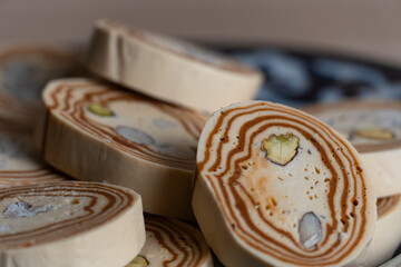 Pistachio Halva on Traditional Uzbek Ceramic Plate
