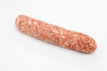 Raw Pork Sausage Link on White Background Ready for Cooking, Grilling, and Barbecue
