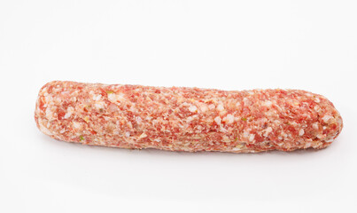 Raw Pork Sausage Link on White Background Ready for Cooking, Grilling, and Barbecue