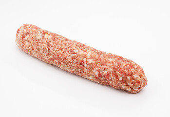 Raw Pork Sausage Link on White Background Ready for Cooking, Grilling, and Barbecue