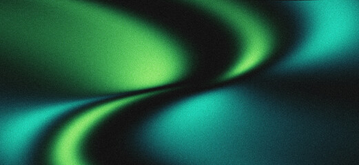 Green black dark grainy gradient background with glowing color texture, abstract light noise pattern for poster banner wallpaper cover design