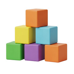 Obraz premium Stack of colorful building blocks arranged in a pyramid shape isolated on transparent background
