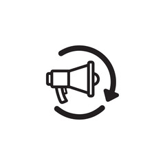 Megaphone with circular arrow icon symbolizing announcement, promotion, or campaign
