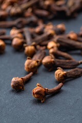 Dried cloves  spice  isolated on black background. 