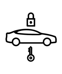 Car lock and key line art symbol for security and access