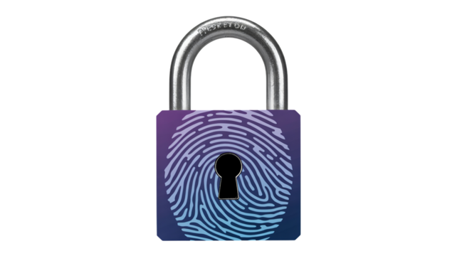 Secure your data with this fingerprint padlock, a modern approach to cybersecurity and biometric access, safe technology and identity protection