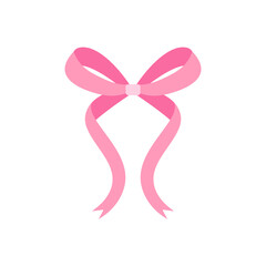 Simple hand drawn pink ribbon bow