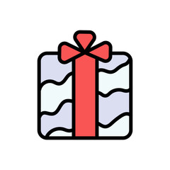 Gift Box color icon design template. Vector illustration isolated on a white background. Vector flat sign for mobile app and web sites.