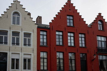 Bruges (Brugge), Belgium - October 17, 2022. Historical architecture on the streets of Bruges, Belgium. Cityscape of Bruges.