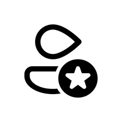 Person icon with a star inside a circle, representing a favorite or featured user, in a simple black design