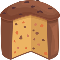 Sliced Chocolate Chip Bread Loaf With Dark Brown Crust and Yellow Interior Detailed Vector Illustration