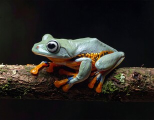 Naklejka premium A green tree frog perched on a branch, showcasing its vibrant colors and unique features.