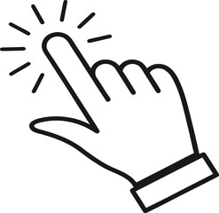 Minimal Click Hand Icon – Vector Line Art of Cursor Finger Press Symbol for UI, App, and Web Interface