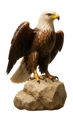 Fototapeta premium A stunning eagle statue on a rock, perfect for a nature-themed backyard pond.