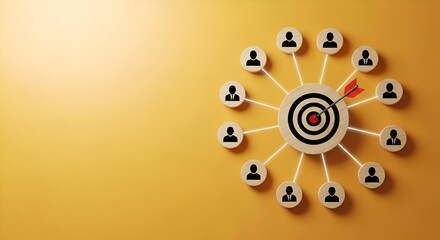 Fototapeta premium Target audience concept with dart and people icons