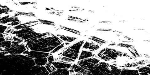 Abstract geometric pattern with sharp lines and fragmented shapes, creating a mosaiclike or crystalline structure in black and white isolated on transparent background