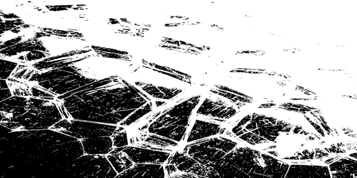 Abstract geometric pattern with sharp lines and fragmented shapes, creating a mosaiclike or crystalline structure in black and white isolated on transparent background