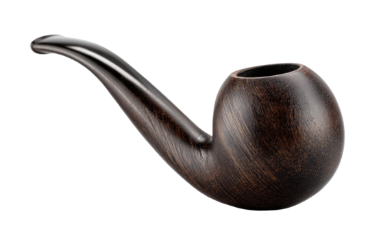 Dark wooden smoking pipe, isolated