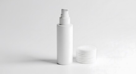 Mockup of a Blank Pump Bottle with Cotton Pads