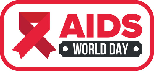 World Aids Day. Red ribbon symbol. Awareness and prevention hiv. Medical healthcare concept. Human support and protection. Celebrated annual in December 1. Poster, banner and background. Vector