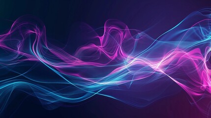 Obraz premium Colorful digital wave patterns create a mesmerizing visual display in shades of pink and blue against a dark background