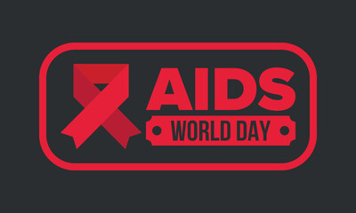 World Aids Day. Red ribbon symbol. Awareness and prevention hiv. Medical healthcare concept. Human support and protection. Celebrated annual in December 1. Poster, banner and background. Vector