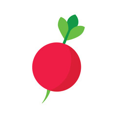Whole Red Radish With Bright Green Leaf Illustration