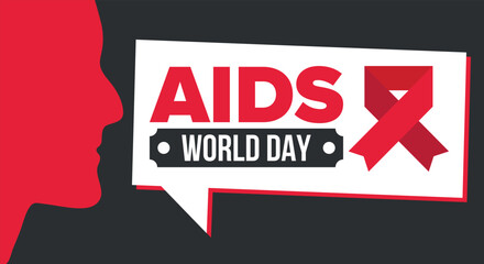 World Aids Day. Red ribbon symbol. Awareness and prevention hiv. Medical healthcare concept. Human support and protection. Celebrated annual in December 1. Poster, banner and background. Vector