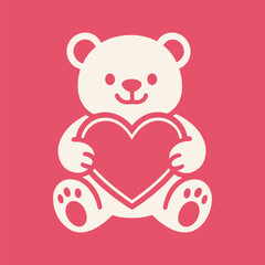 bear with heart color icon banner vector illustration