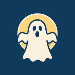 ghost against the moon color icon banner vector illustration