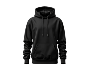 Panoramic View of Vibrant Wildflower Meadow, Colorful Spring Landscape, Isolated on T - Firefly_Black Hooded Sweatshirt Front View with Kangaroo Pocket, Mockup Isolated on Grey Back 