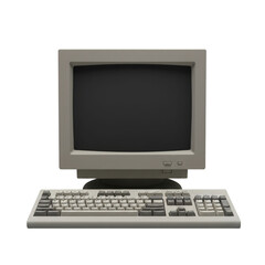 Retro beige crt computer monitor and keyboard set