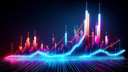 Financial Graph Neon, Data Visualization, Stock Market Analysis