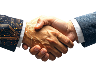Panoramic View of Vibrant Wildflower Meadow, Colorful Spring Landscape, Isolated on T - Firefly_Close-Up of Businessmen Handshake with Digital Circuit Overlay, Futuristic Technology  