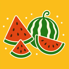 watermelons color icon banner vector illustration