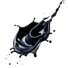 Dynamic black water splash isolated on transparent background