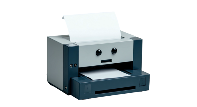 3D Printer with paper, cartoon eyes