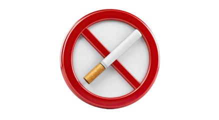 Red circular no smoking sign with a cigarette