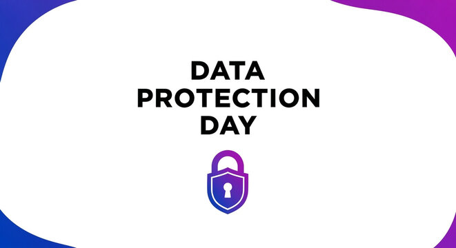 Data protection day with padlock icon and cloud shape